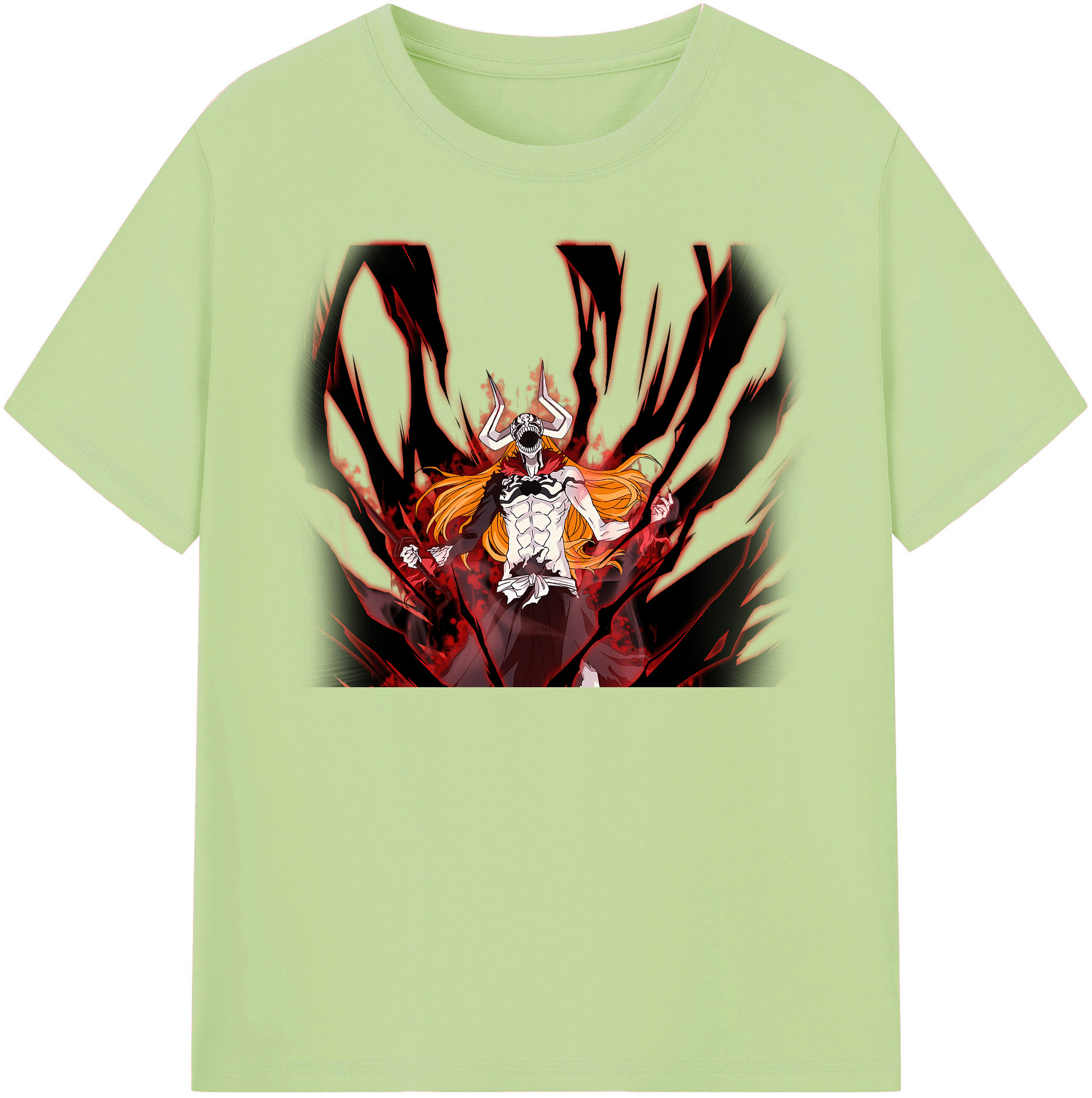 （画像用） ブリーチ 黒崎一護（くろさき いちご）BLEACH Kurosaki Ichigo 綿100％半袖Tシャツ（フロントプリント）